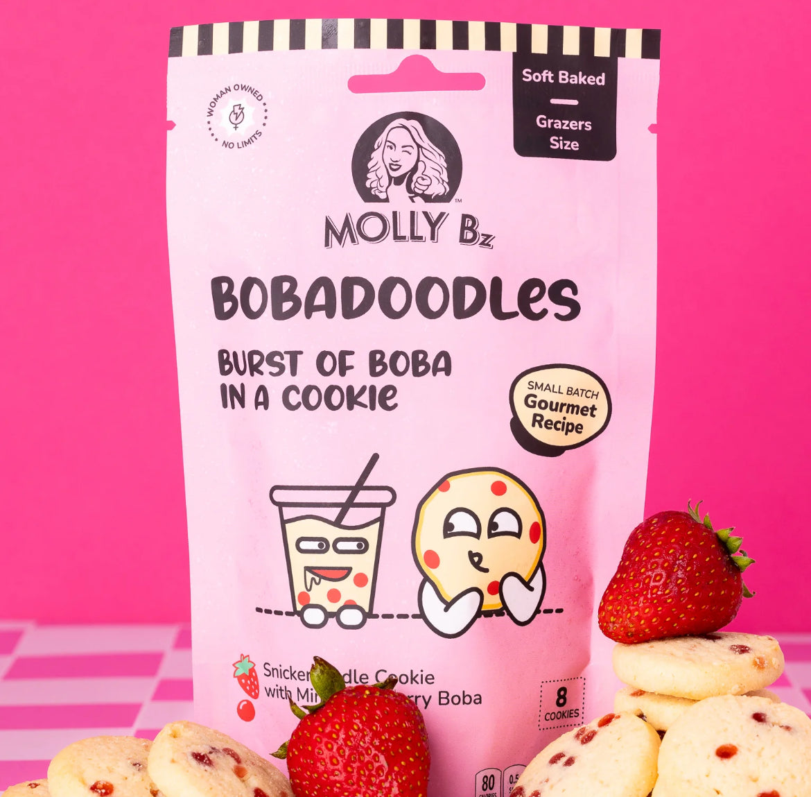 Molly Bz, BOBADOOLES, burst of Boba in a cookie, 16oz bag