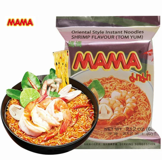 MAMA, TOM YUM, oriental style instant noodles, shrimp flavor