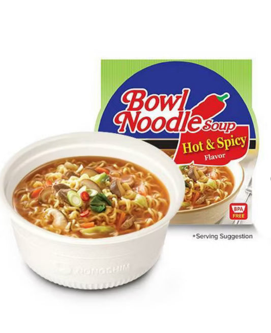 NONGSHIM BOWL NOODLES SOUP, Hot & Spicy flavor 1 bowl